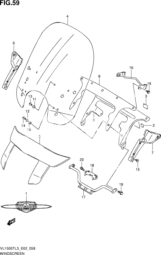 PARE BRISE POUR SUZUKI INTRUDERVL1500T L3  2013