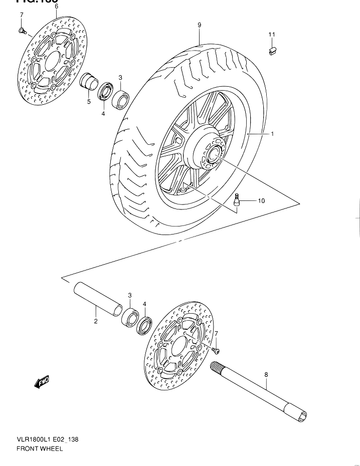 ROUE AVANT POUR SUZUKI INTRUDERVLR1800T L1 2011