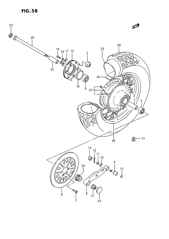 ROUE ARRIERE POUR INTRUDER 1400VS1400GLPN VS1400GLFN 1992
