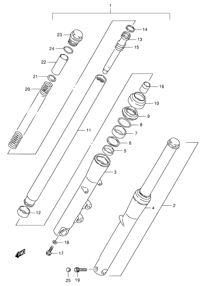 FOURCHE AVANT POUR SUZUKI INTRUDERVS800GL P 1993