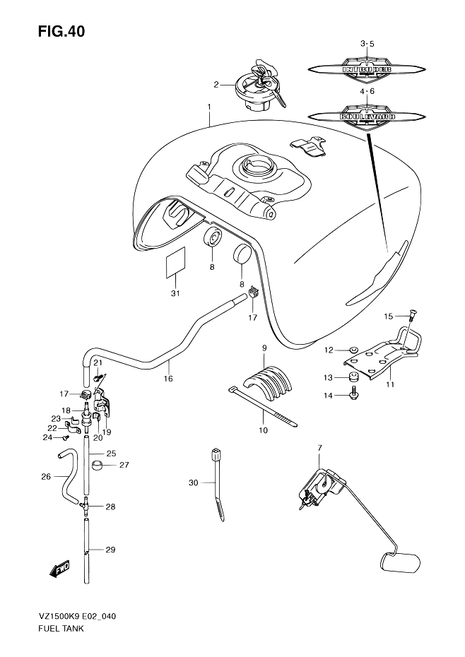 RESERVOIR DESSENCE POUR SUZUKI BOULEVARDVZ1500 L0 2010
