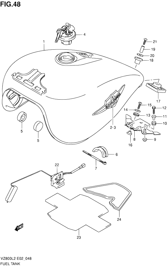 RESERVOIR DESSENCE POUR INTRUDER 800VZ800L2 2012