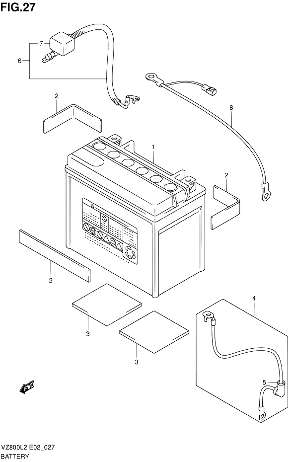 BATTERIE POUR INTRUDER 800VZ800UEL2 2012