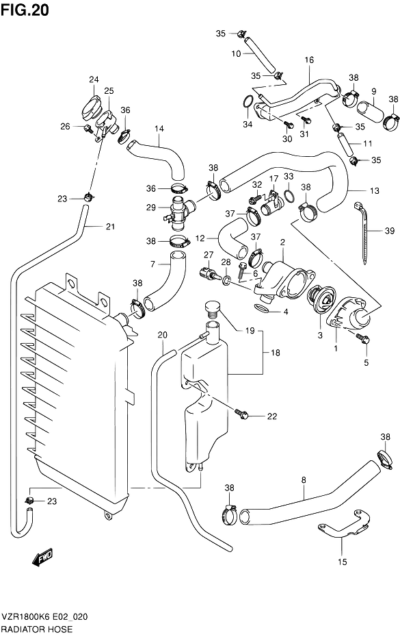 DURITE DE RADIATEUR POUR SUZUKI INTRUDERVZR1800 K6 2006