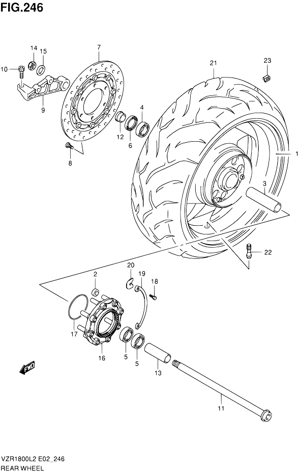 ROUE ARRIERE POUR SUZUKI INTRUDERVZR1800L2 2012