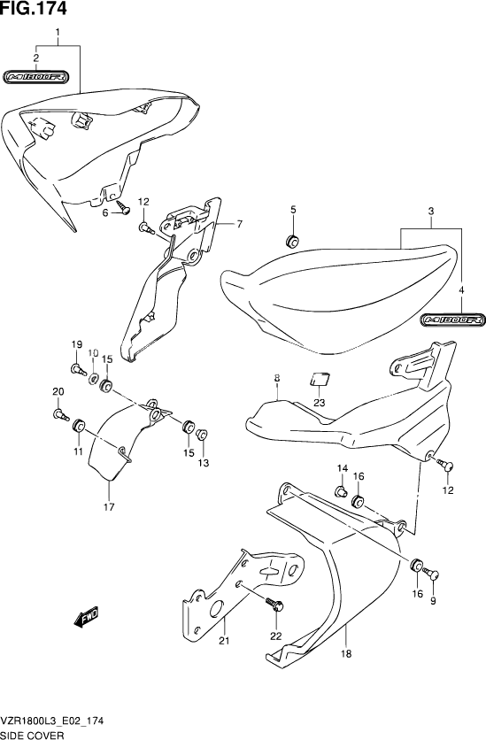 CARENAGES ARRIERE POUR SUZUKI INTRUDERVZR1800Z L3 2013