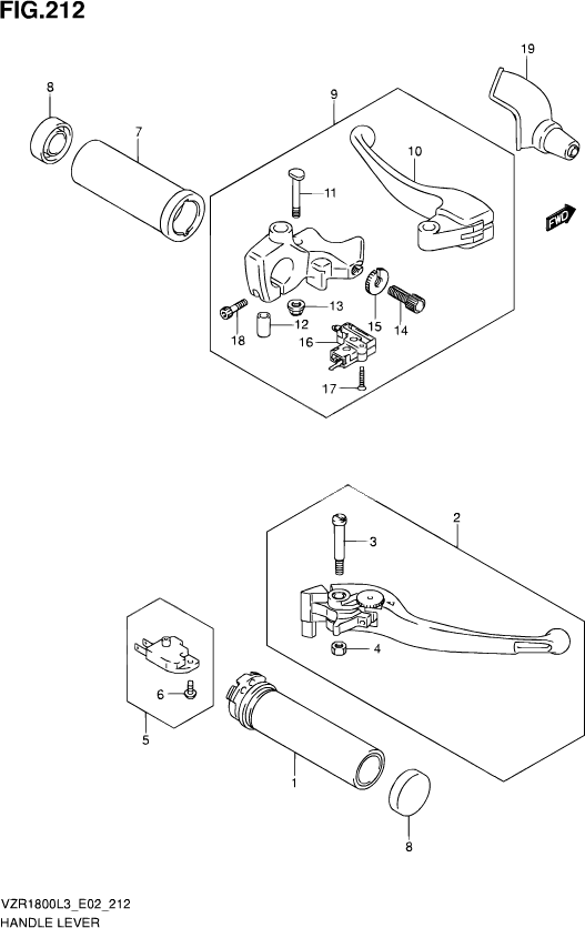 ENSEMBLE LEVIERS POIGNEES POUR SUZUKI INTRUDERVZR1800Z L3 2013