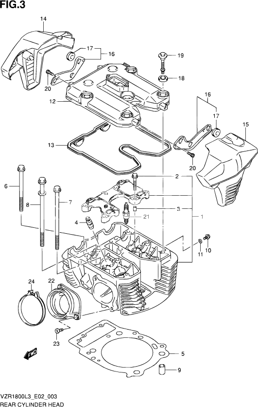 CULASSE ARRIERE POUR SUZUKI INTRUDERVZR1800ZUF L3 2013