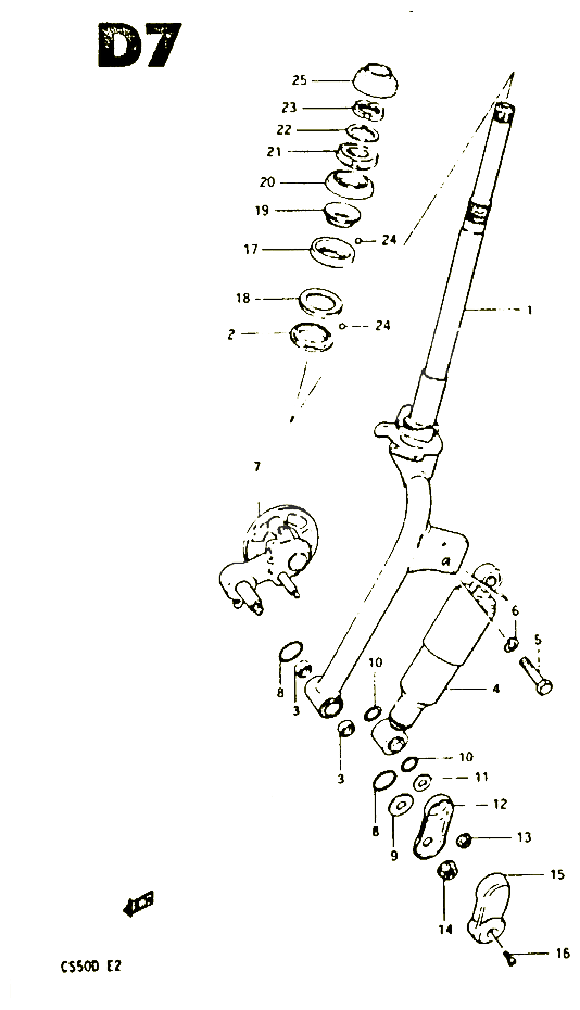 FOURCHE AVANT POUR SUZUKI CS 50 1982 POUR SUZUKI CSCS50D