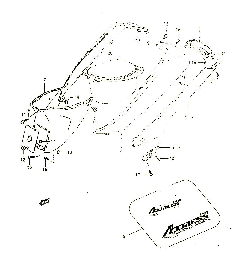 CARENAGES ARRIERE POUR SUZUKI ADDRESS 100 1994 POUR SUZUKI ADDRESSAH100R 