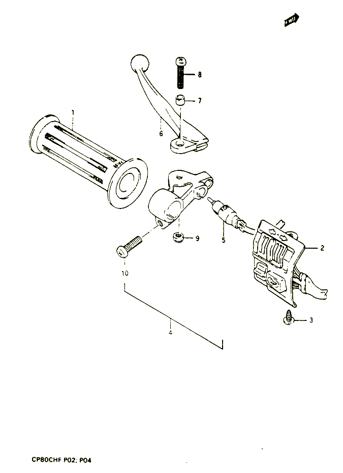 ENSEMBLE LEVIER POIGNEE GAUCHE POUR SUZUKI CP 80 1985 POUR SUZUKI CPCP80CHF 