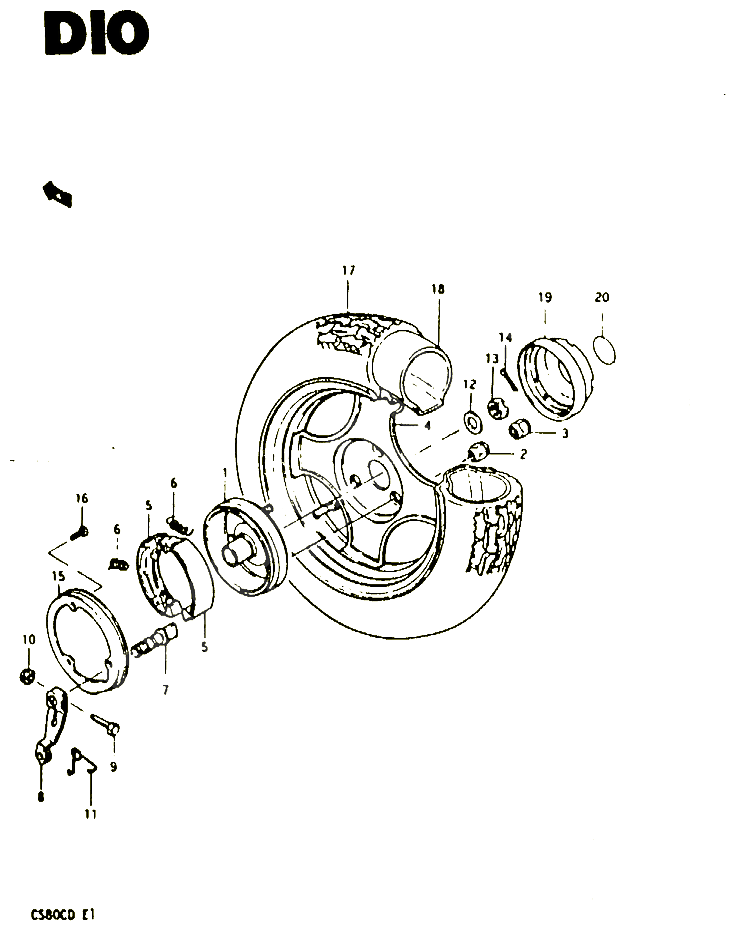 ROUE ARRIERE POUR SUZUKI CS 80 1983 POUR SUZUKI CSCS80CD 