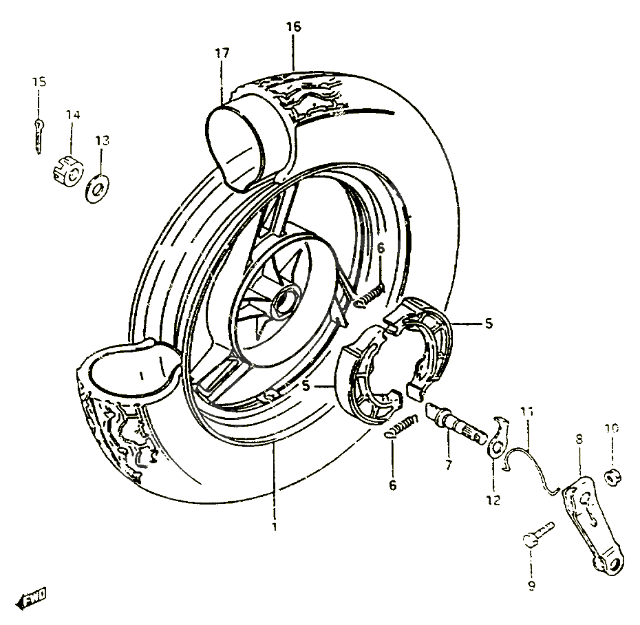 ROUE ARRIERE POUR SUZUKI CP 50 1985 POUR SUZUKI CPCP50CHF 