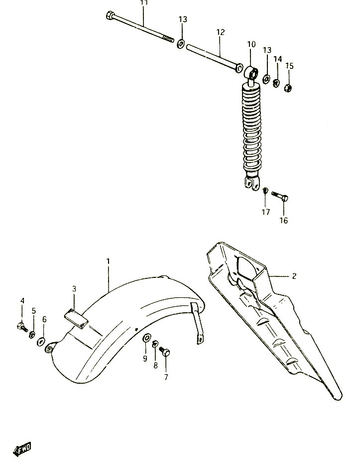 GARDE BOUE ARRIERE POUR SUZUKI CS 125 1983 POUR SUZUKI CSCS125D 