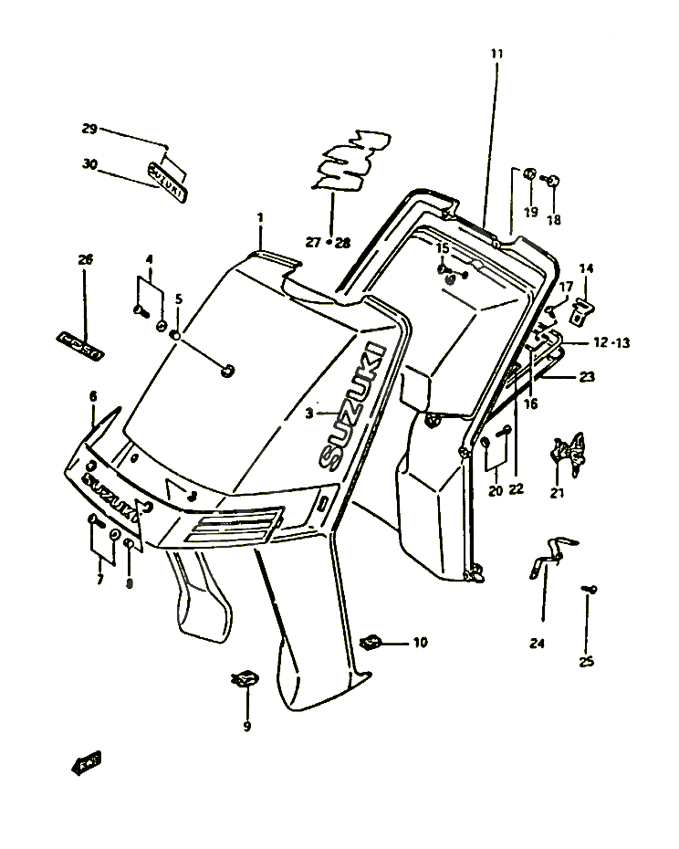 CARENAGES AVANT POUR SUZUKI CP 50 1995 POUR SUZUKI CPCP50CHFS 