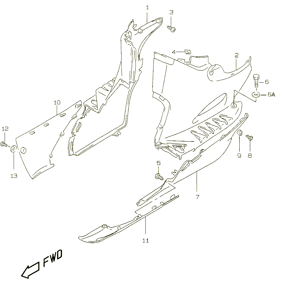 CARENAGES INFERIEURS MODEL Y POUR SUZUKI KATANA 50 1999 POUR KATANA 50 AY50V