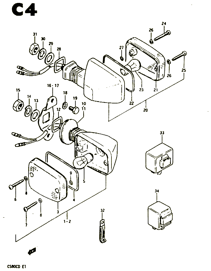 CLIGNOTANTS E2 E17 E22 POUR SUZUKI CS 80 1983 POUR SUZUKI CSCS80LD 