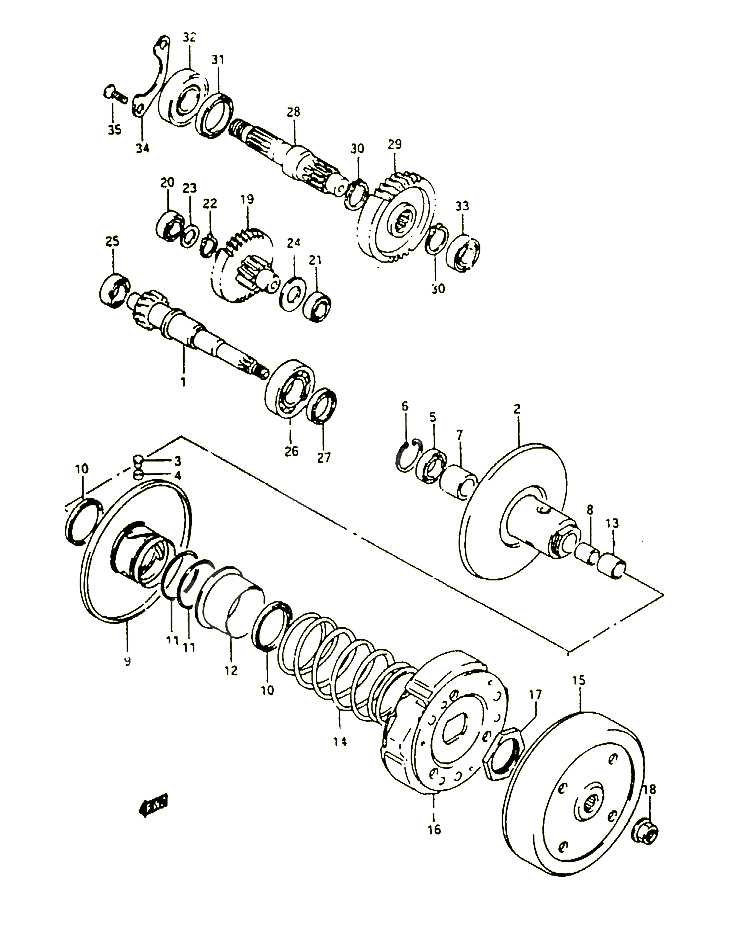 TRANSMISSION 2 POUR SUZUKI ADDRESS 100 1994 POUR SUZUKI ADDRESSAH100R 