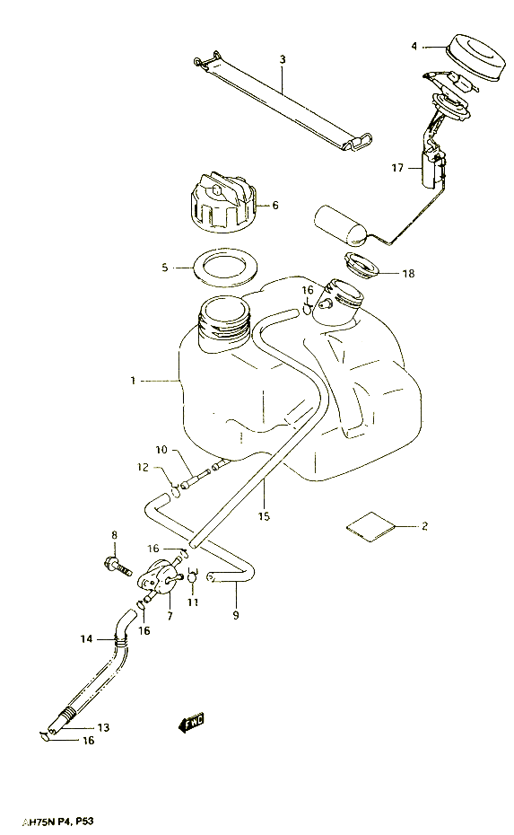 RESERVOIR DESSENCE POUR SUZUKI ADDRESS 75 1992 POUR SUZUKI ADDRESSAH75N 