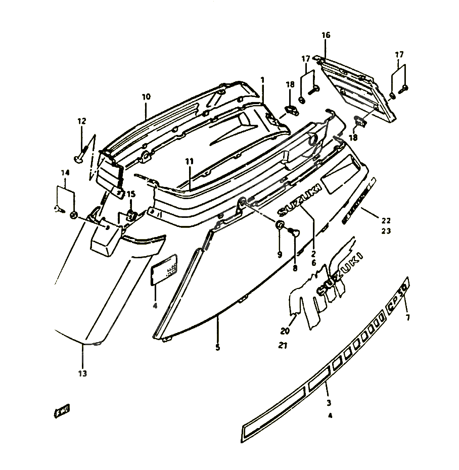 CARENAGES ARRIERE POUR SUZUKI CP 50 1995 POUR SUZUKI CPCP50CHFS 