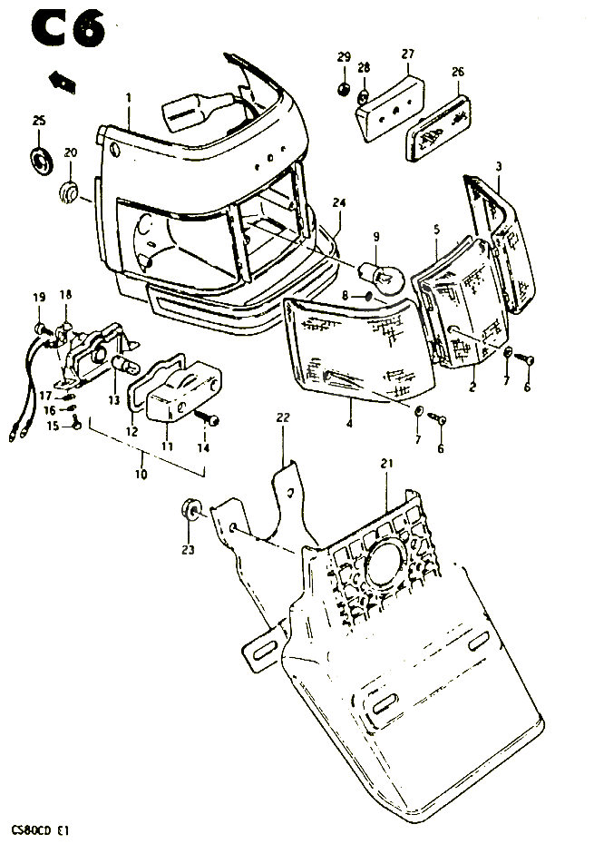 FEU ARRIERE E2 E17 E22 POUR SUZUKI CS 80 1983 POUR SUZUKI CSCS80CD 