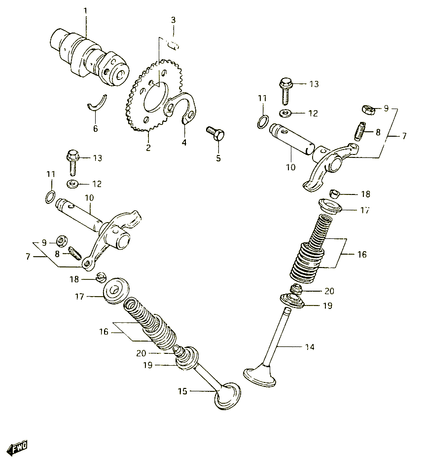 ARBRE A CAMES SOUPAPES POUR SUZUKI CS 125 1983 POUR SUZUKI CSCS125D 