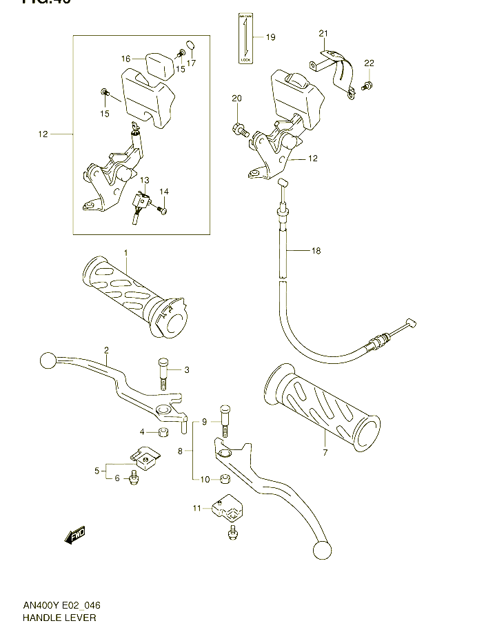 ENSEMBLE LEVIERS POIGNEES MODELE X Y POUR SUZUKI BURGMAN 400 1999 POUR BURGMAN 400 AN400K1