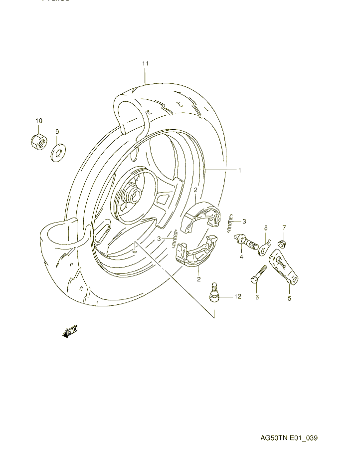ROUE ARRIERE POUR SUZUKI ADDRESS 50 1992 POUR SUZUKI ADDRESSAG50TN