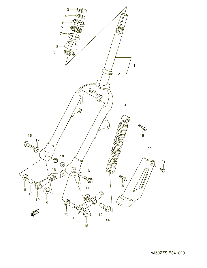 FOURCHE AVANT POUR SUZUKI AJ 50 1995 POUR SUZUKI AJAJ50ZZS