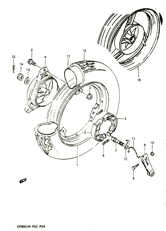 ROUE ARRIERE POUR SUZUKI CP 80 1985 POUR SUZUKI CPCP80CHF 