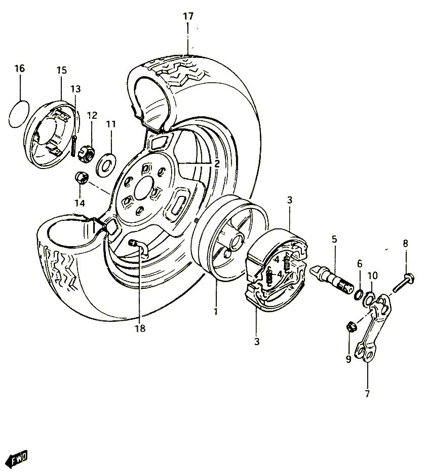 ROUE ARRIERE POUR SUZUKI CS 125 1983 POUR SUZUKI CSCS125D 