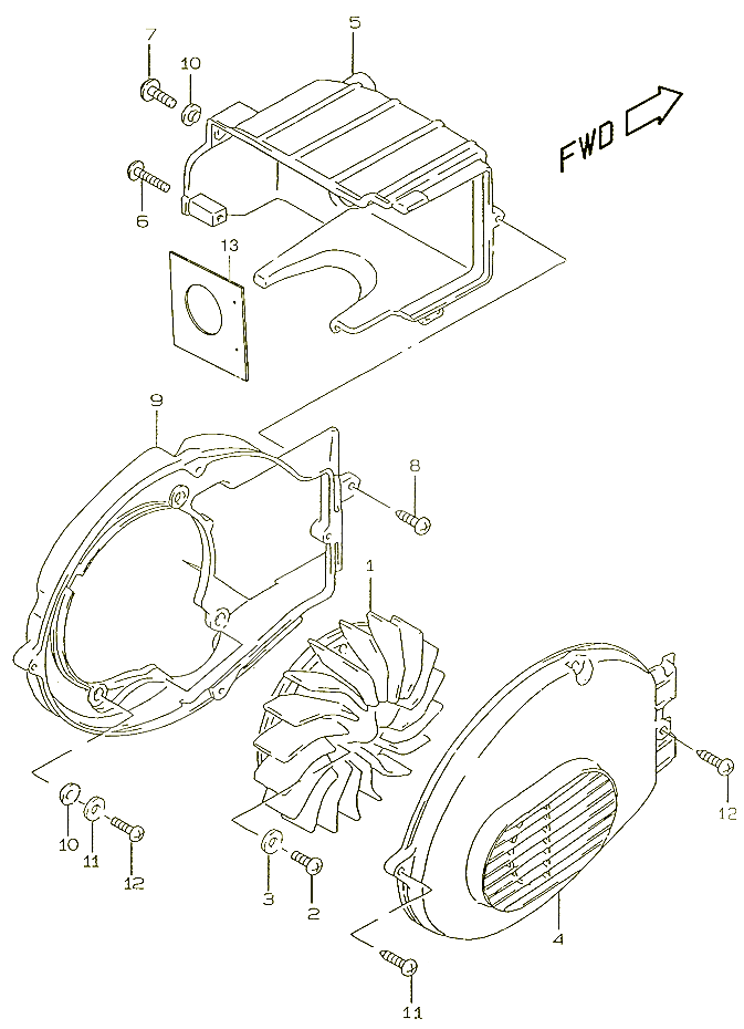 VENTILATEUR MODEL AY50 POUR SUZUKI KATANA 50 1997 POUR KATANA 50 AY50V