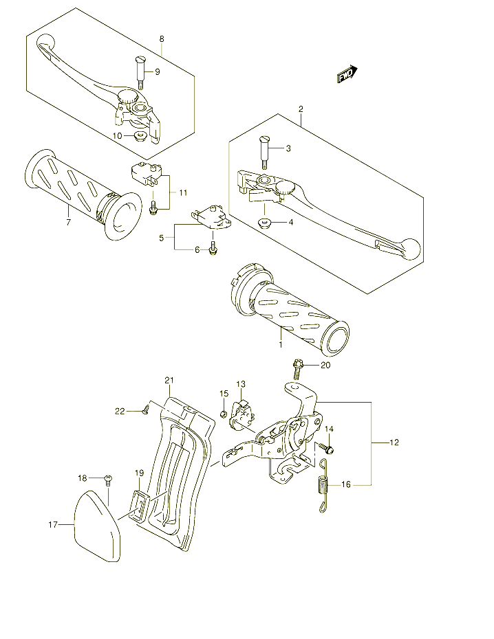 ENSEMBLE LEVIERS POIGNEES MODELE K3 K4 POUR SUZUKI BURGMAN 650 2005 POUR BURGMAN 650 AN650AK4