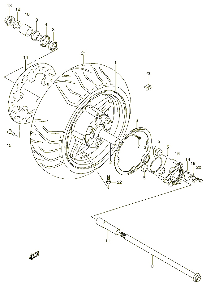 ROUE ARRIERE AN650AK4 AK5 POUR SUZUKI BURGMAN 650 2005 POUR BURGMAN 650 AN650AK4
