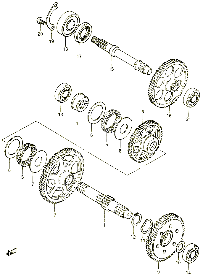 TRANSMISSION 3 POUR SUZUKI CS 125 1983 POUR SUZUKI CS(CS125D )