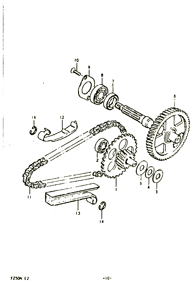 TRANSMISSION 2 POUR SUZUKI FZ 50 1992 POUR SUZUKI FZFZ50N 