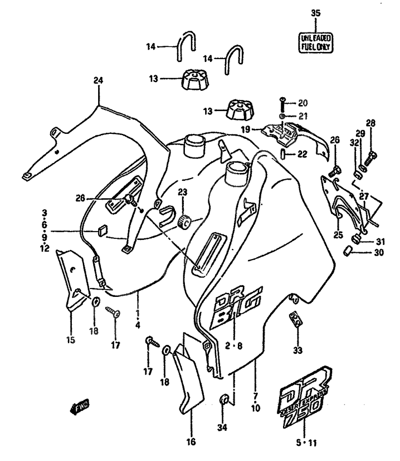RESERVOIR DESSENCE POUR DR 750 SDR750SK 1989