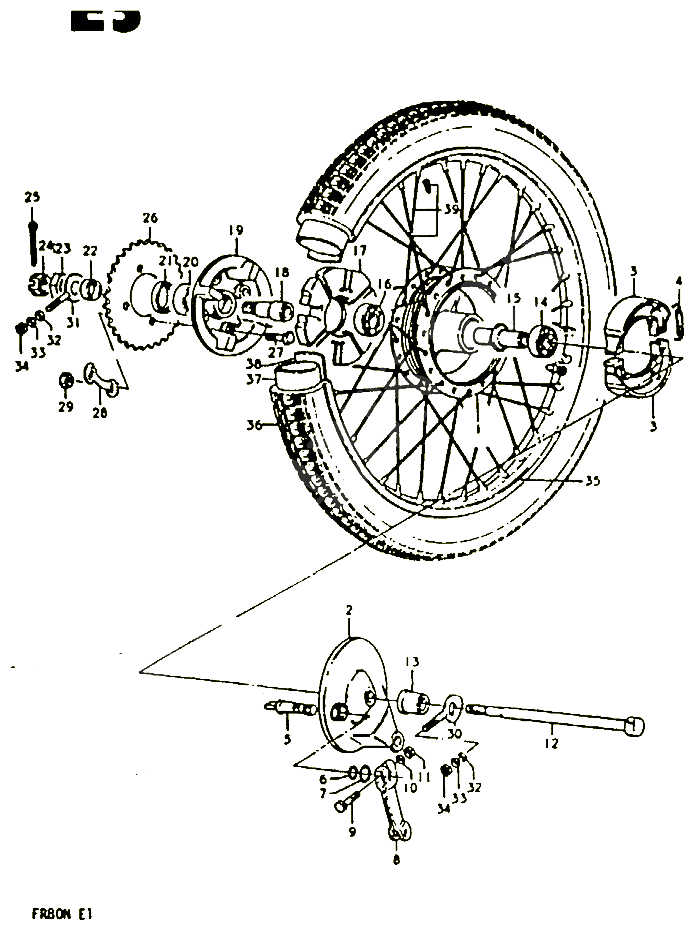 ROUE ARRIERE FR80M POUR SUZUKI FR 80 1981 POUR FR 80 B FR80M