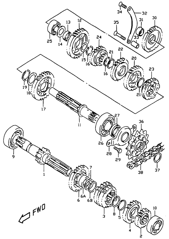 TRANSMISSION POUR SUZUKI DRDR350V 1997