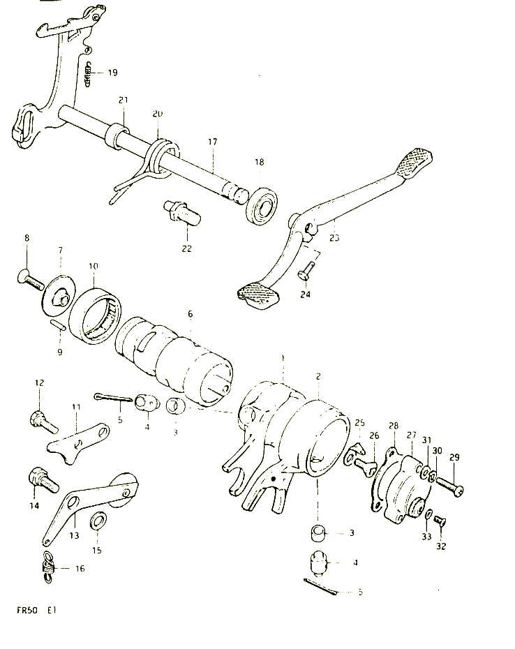 ENSEMBLE DE SELECTION DE VITESSES POUR SUZUKI FR 50 1999 POUR FR 50 X FR50X 
