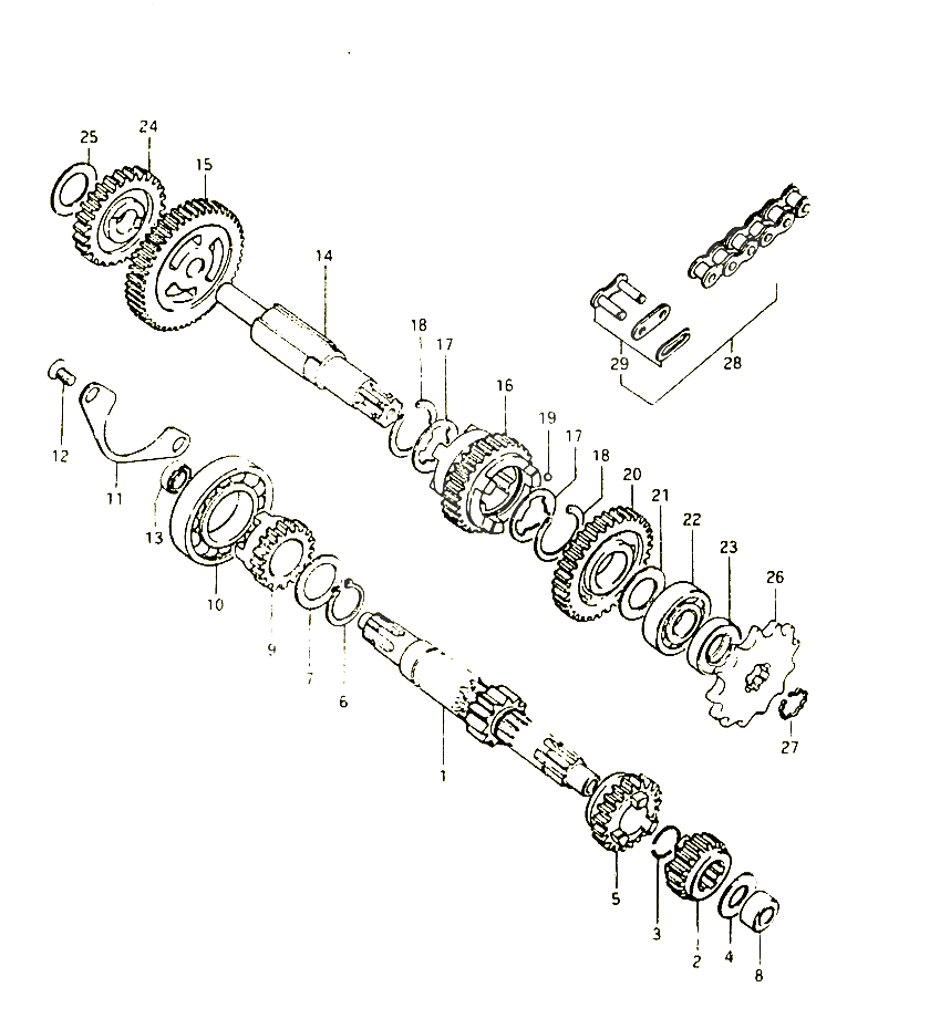 TRANSMISSION POUR SUZUKI FR 50 1999 POUR FR 50 X FR50X 