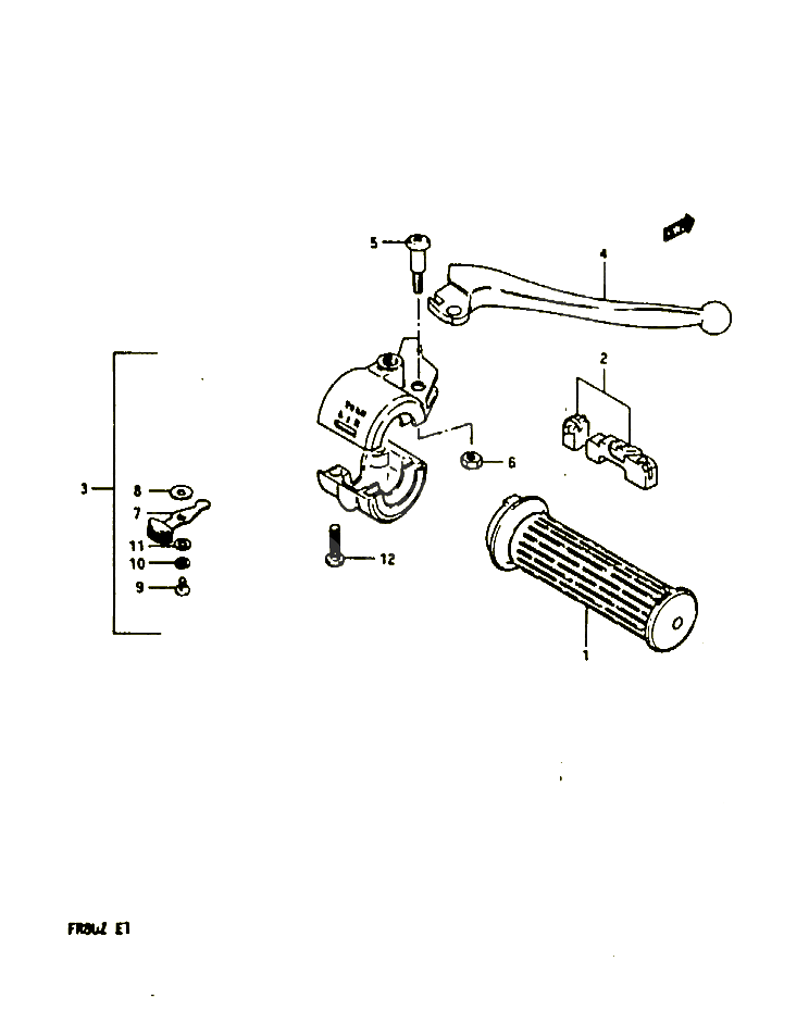 ENSEMBLE LEVIER COMMODO DROIT E2 POUR SUZUKI FR 80 1982 POUR FR 80 Z FR80Z 