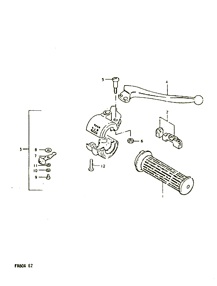 ENSEMBLE POIGNEE DACCELERATEUR COMMODO LEVIER POUR SUZUKI FR 80 1981 POUR FR 50 X FR80X 