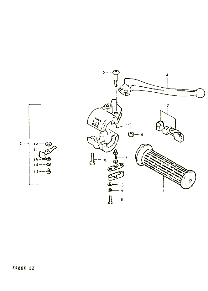 ENSEMBLE POIGNEE DACCELERATEUR COMMODO LEVIER E8 E12 E14 POUR SUZUKI FR 80 1981 POUR FR 50 X FR80X 