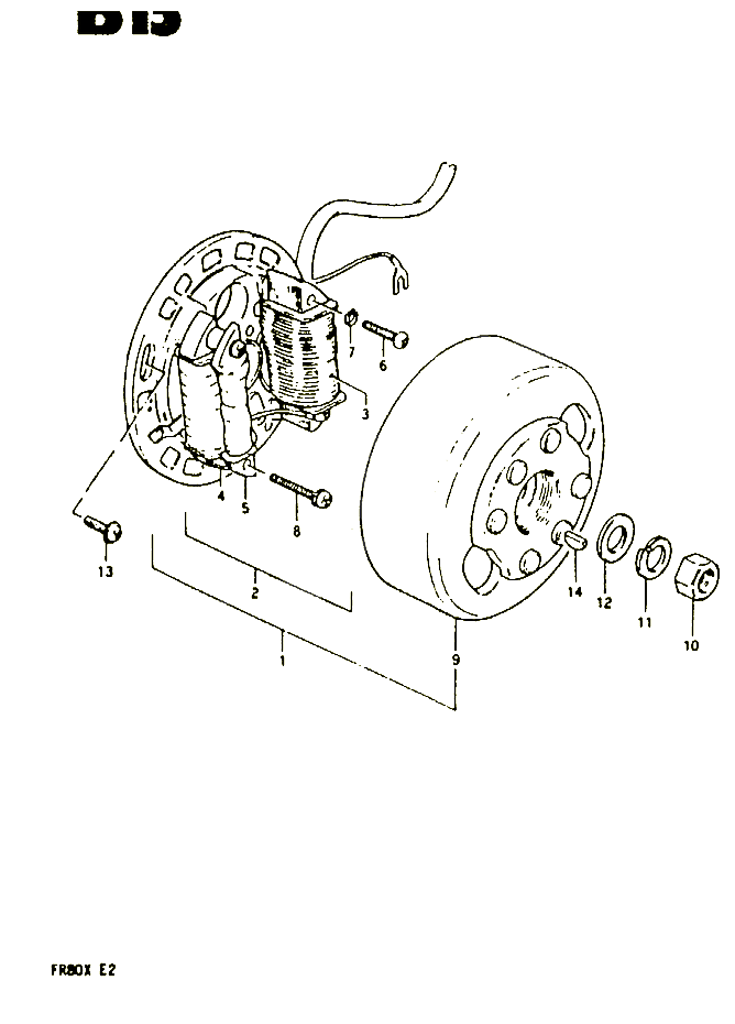ALLUMAGE ROTOR STATOR E8 POUR SUZUKI FR 80 1981 POUR FR 50 X FR80X 