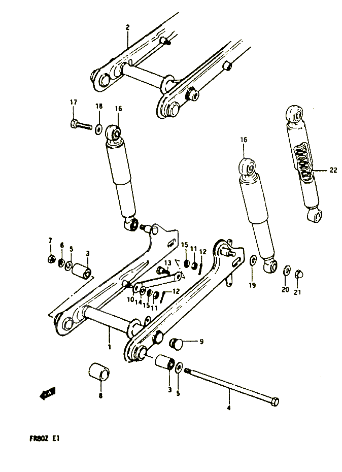 BRAS OSCILLANT ARRIERE POUR SUZUKI FR 80 1982 POUR FR 80 Z FR80Z 