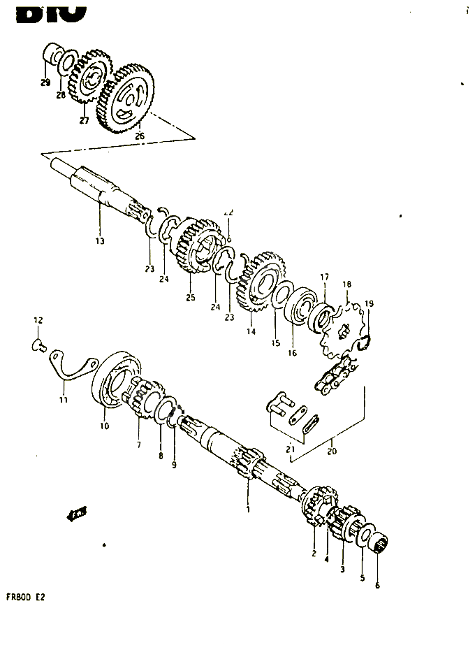 TRANSMISSION POUR SUZUKI FR 80 1983 POUR FR 80 D FR80D 