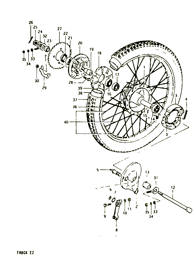 ROUE ARRIERE POUR SUZUKI FR 80 1981 POUR FR 50 X FR80X 