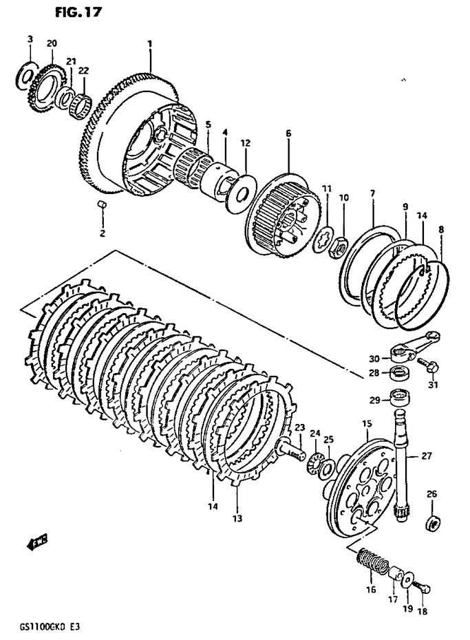 EMBRAYAGE POUR 1100 GS GGS1100GKZ 1982