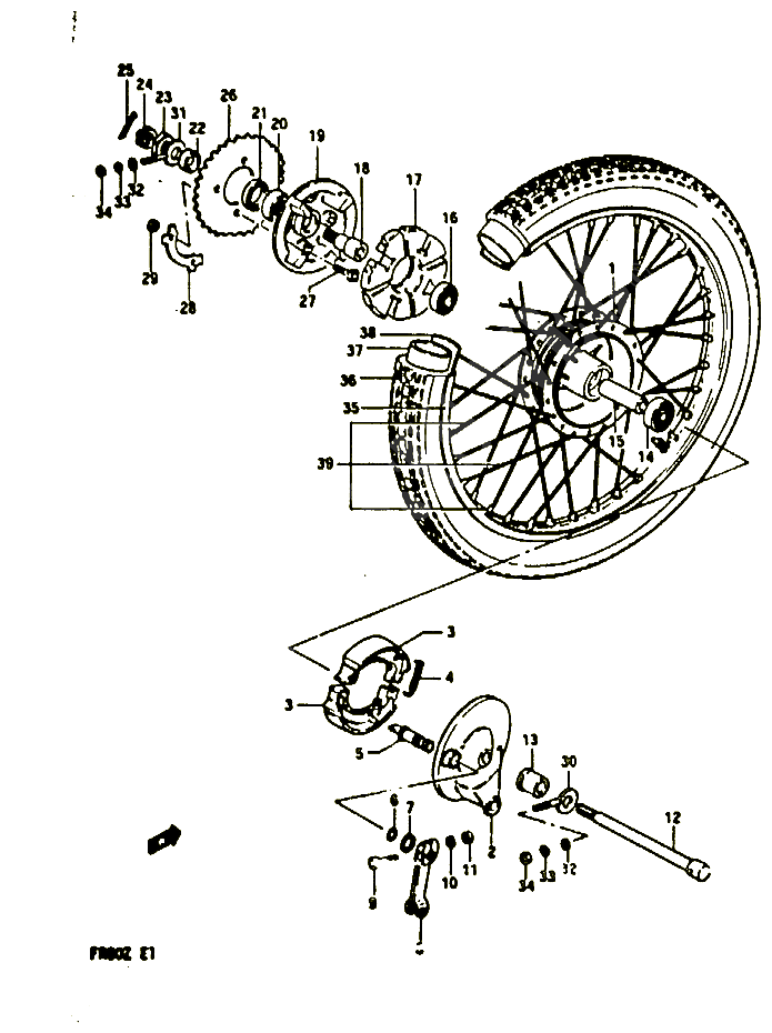 ROUE ARRIERE POUR SUZUKI FR 80 1982 POUR FR 80 Z FR80Z 
